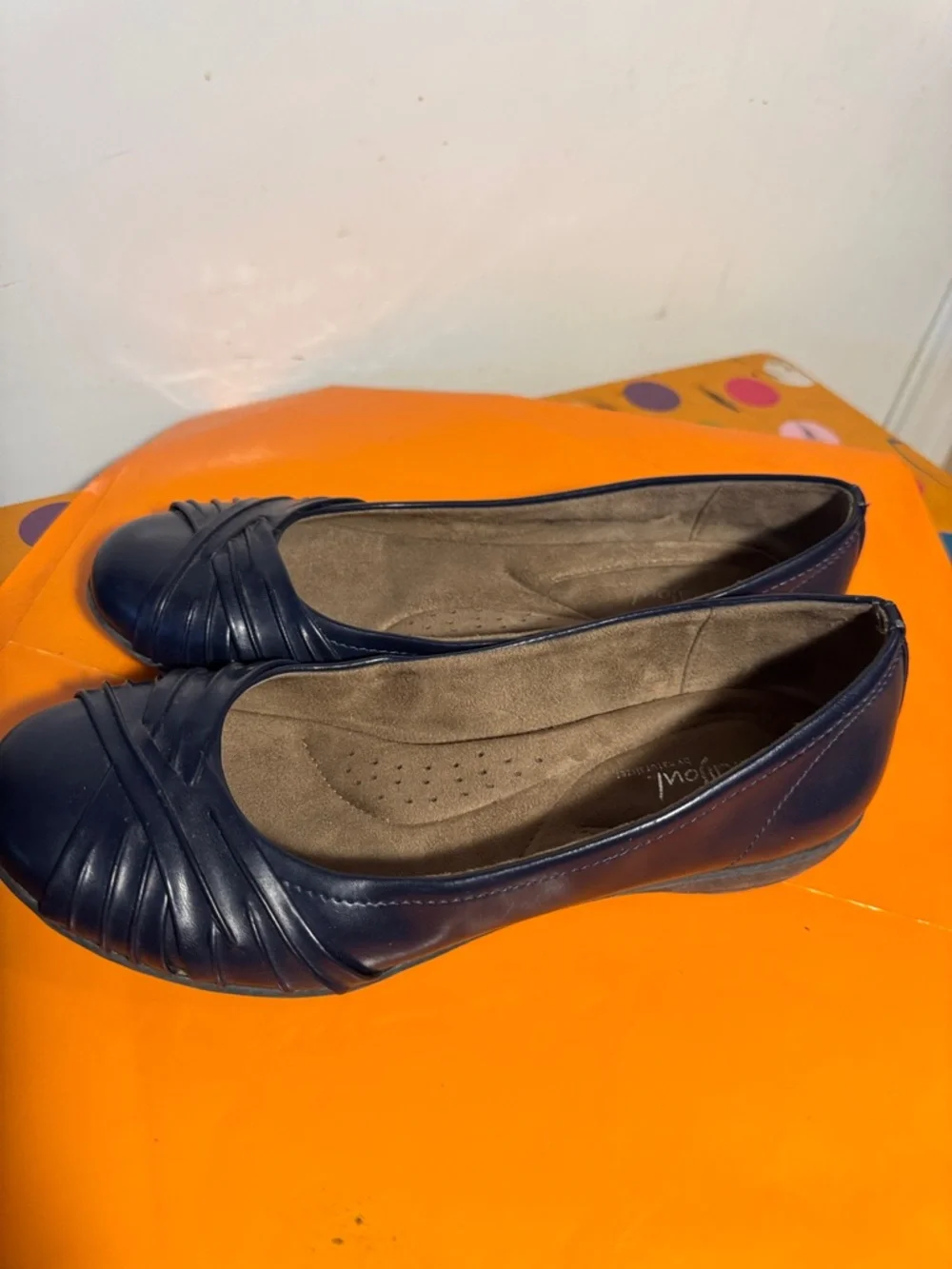 Naturalizer Navy Pleated Toe Ballet Flats